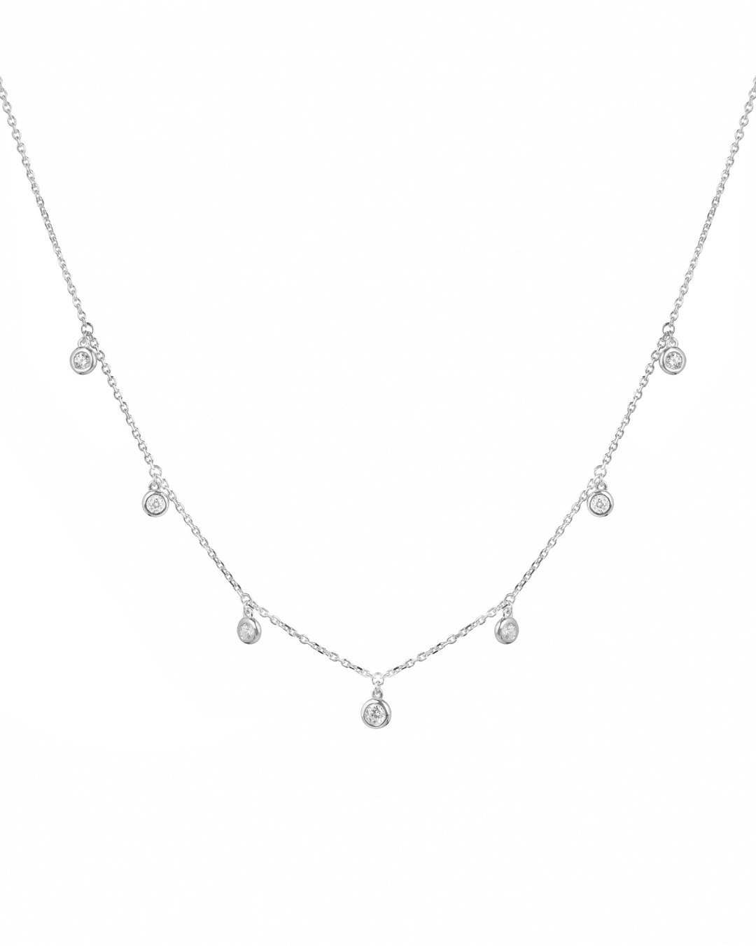 Drop Necklace with Prong-Set Crystal Silver