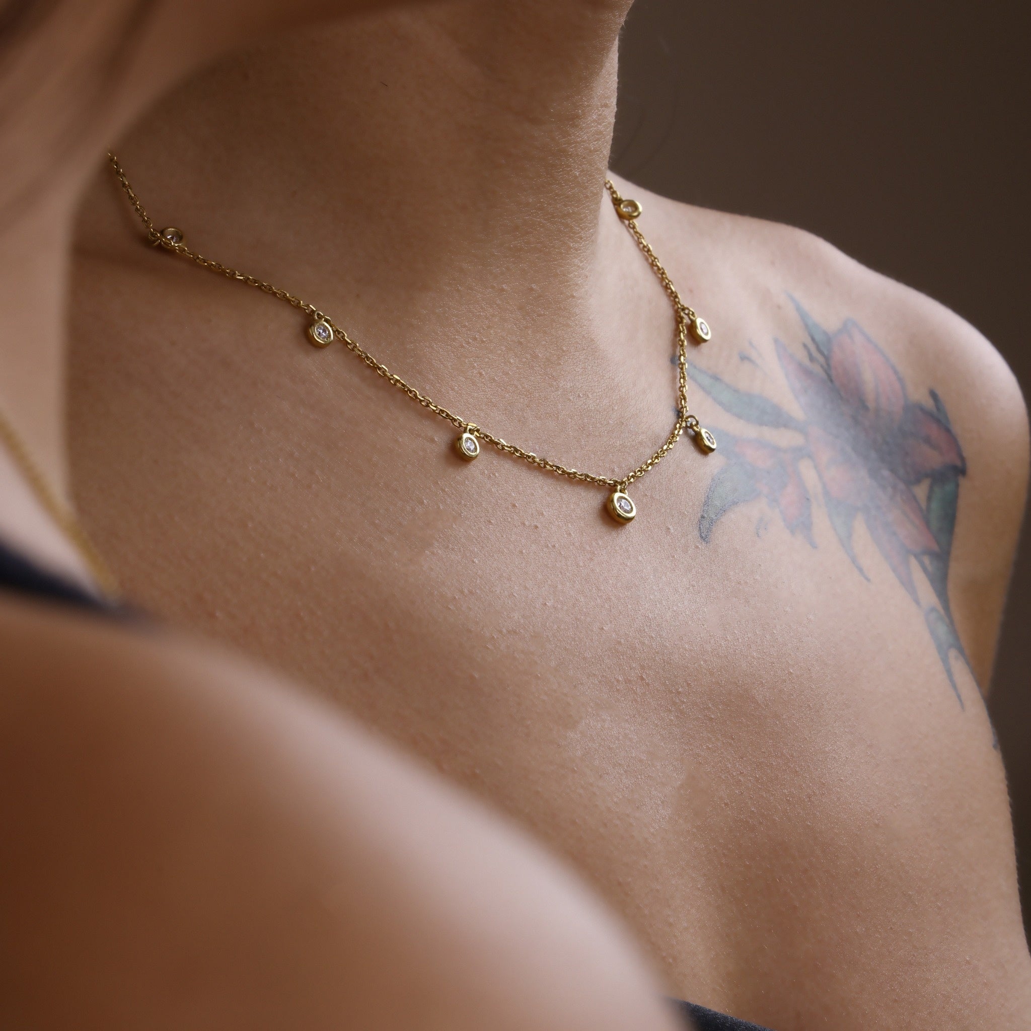 Drop Necklace with Prong-Set Crystal