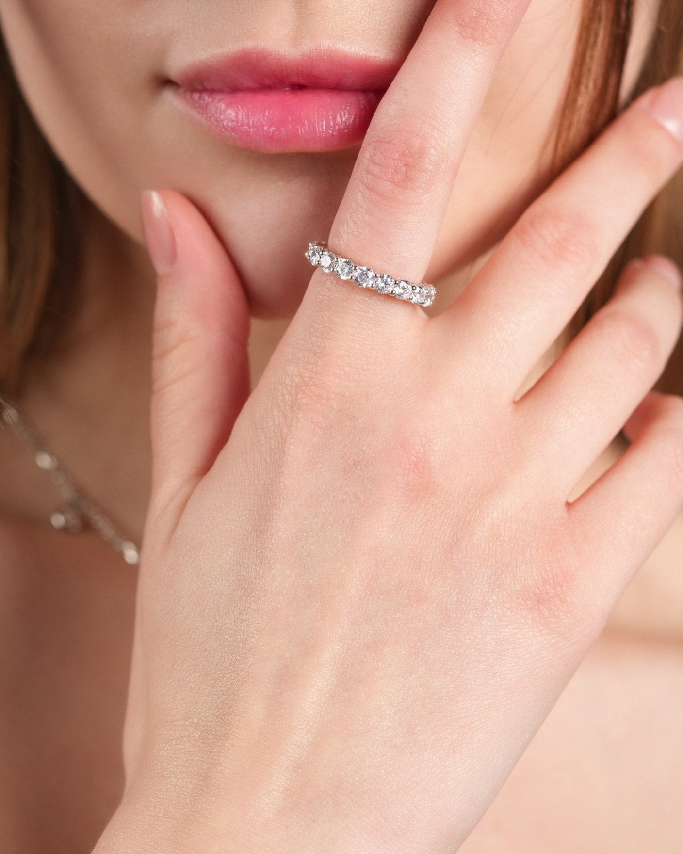 White Crystals Eternity Band