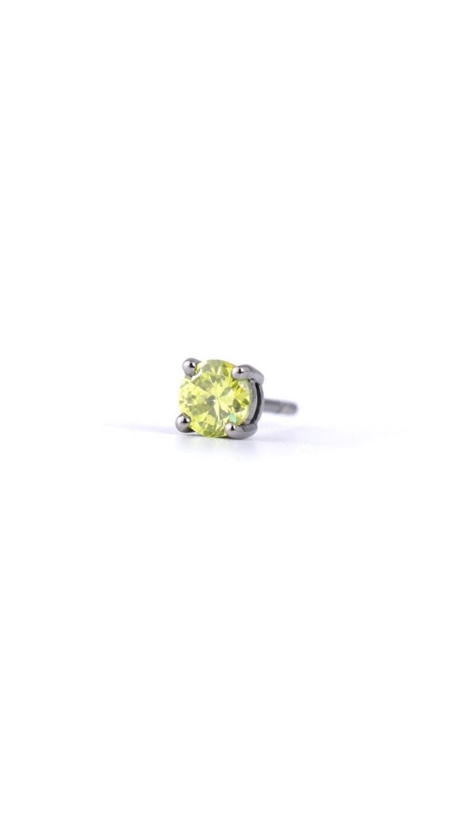 Stud Earrings- Peridot Crystals and Black Rhodium Plating