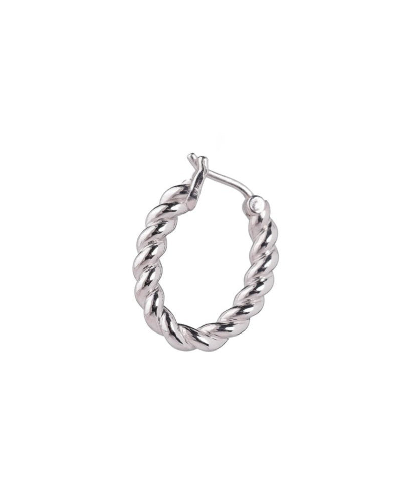 Twisted Hoop Earrings Silver