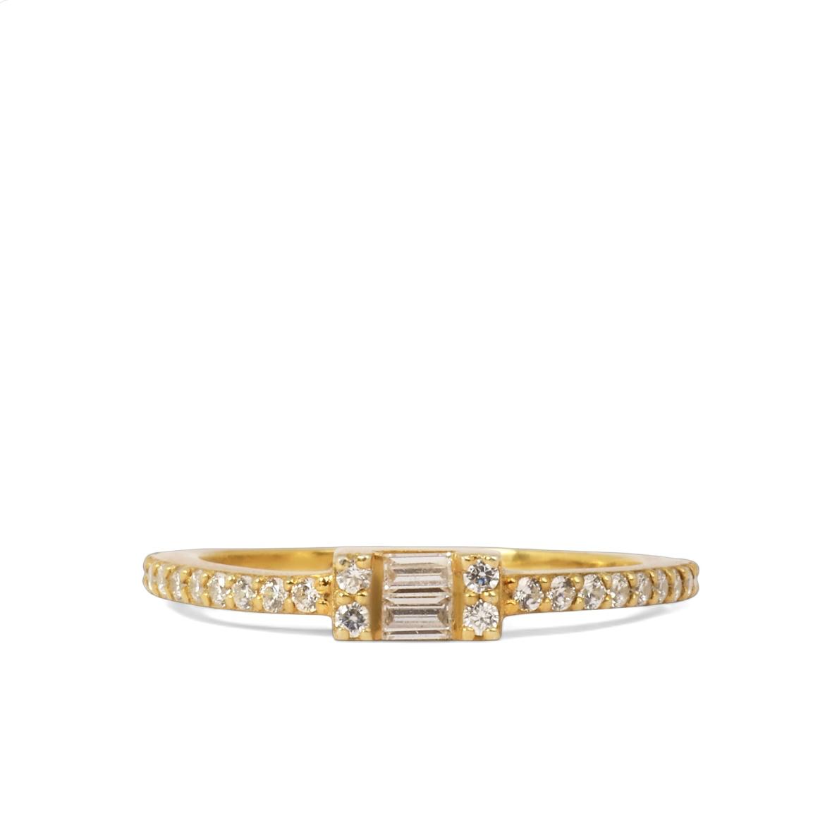 Pavé Band Ring with Baguette Stones