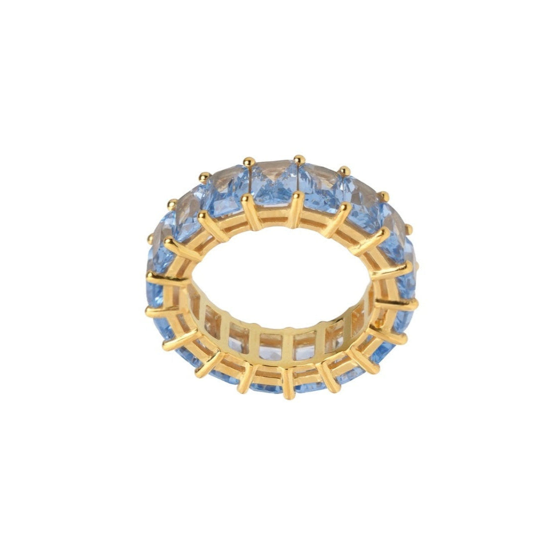 Blue Topaz Emerald Cut Eternity Band