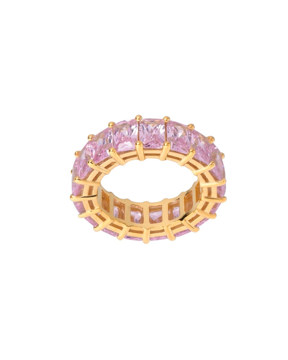 Pink Tourmaline Emerald Cut Eternity Band
